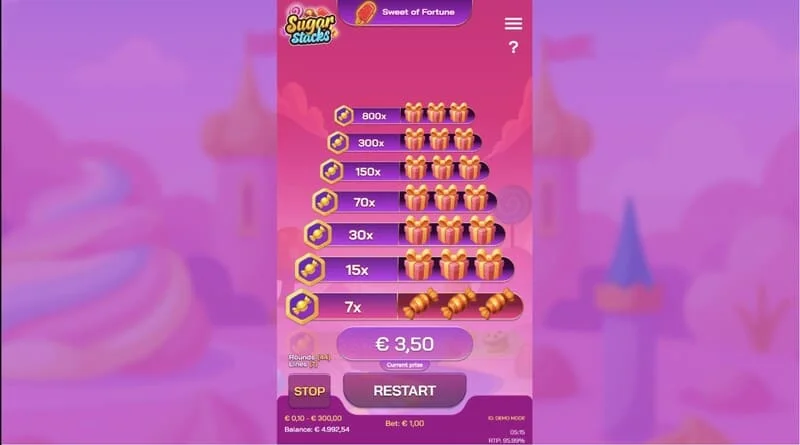 Sugar Stacks - big win after cash-out at the top level of the tower